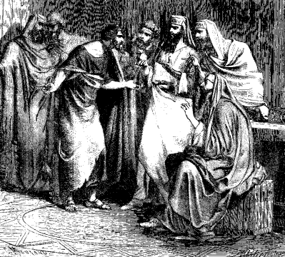 Judas Iscariot bargaining with the chief priests